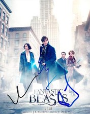 KATHERINE WATERSTON EZRA MILLER DAN FOGLER SIGNED 8X10 PHOTO FANTASTIC BEASTS B
