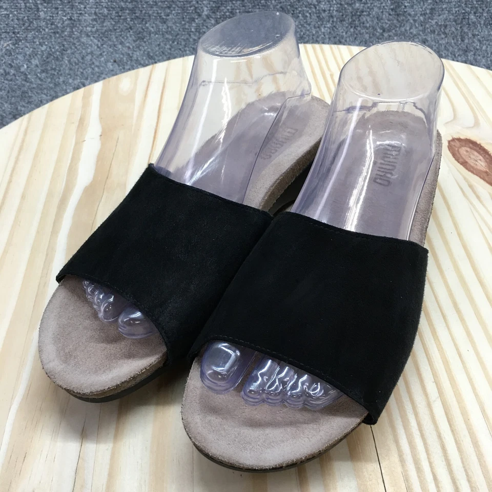 Munro Sandals Womens 10 M Laya Casual Slip On Wedge Slide Black Suede Leather - Image 3 of 4