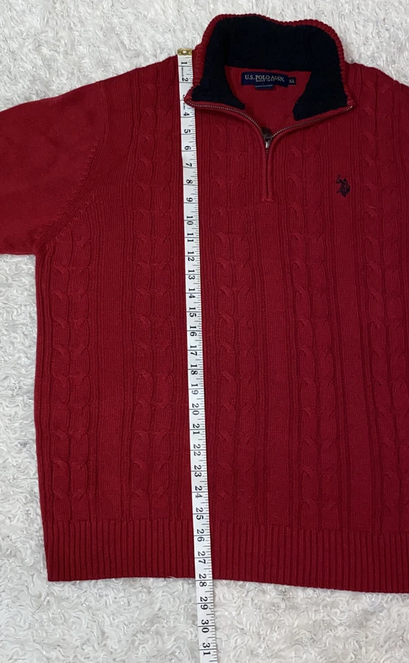 U.S. Polo Assn. Men Cable knit Fleece Lined Neck 1/4 Zip Pullover XL - Image 4 of 4