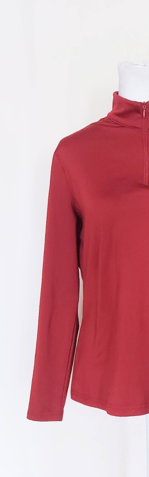 HKM Womens Size Medium Long Sleeve 1/4 Zip Functional Shirt Burgandy Red