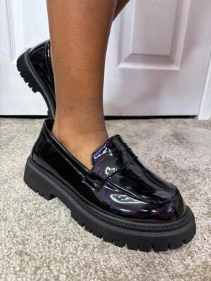 WOMENS LADIES PLATFORM LOAFERS COMFY WORK OFFICE PUMPS CLASSY