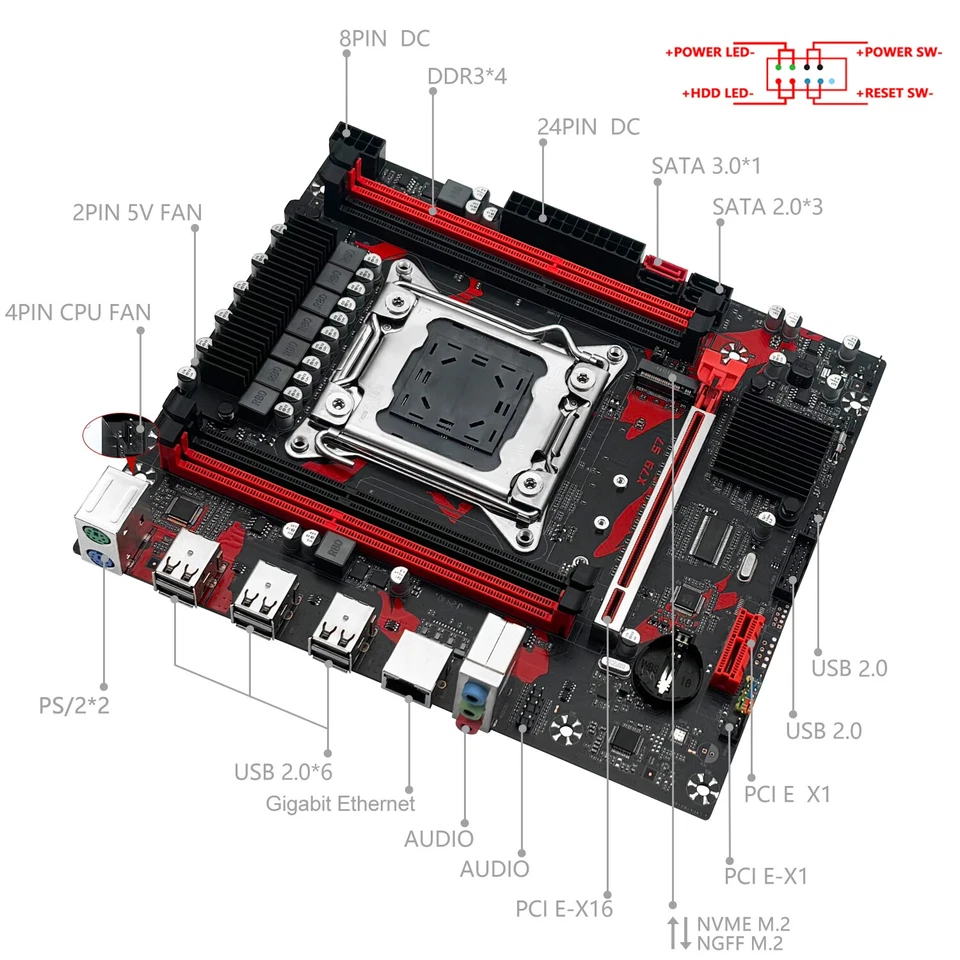X79 S7 Motherboard Support Intel Xeon E5 v1&v2 LGA 2011 CPU Processor DDR3 REG - Image 4 of 4