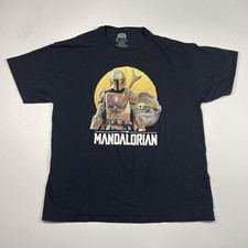 Star Wars The Mandalorian Baby Yoda Shirt Men XL Black Short Sleeve Graphic Tee