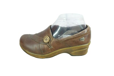Keen Mora Button Women's Brown Leather Slip On Non Slip Casual Mule Clogs Size 7