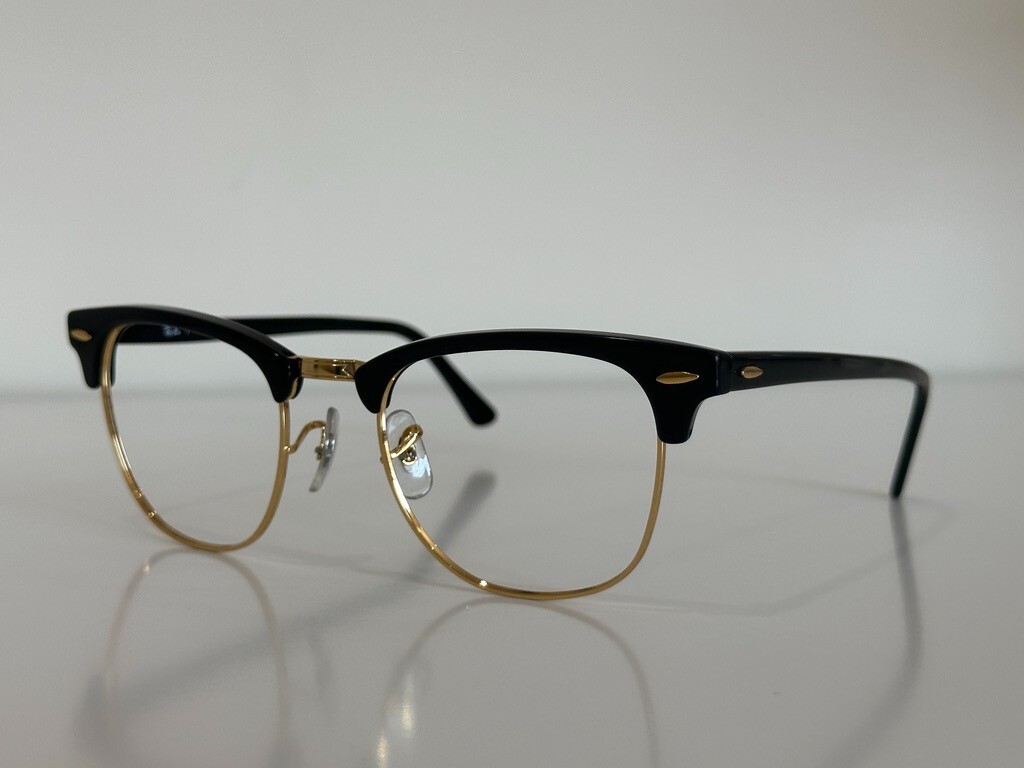 Ray Ban RB 3016 W0365 Clubmaster Round Black Gold Sunglasses Frame