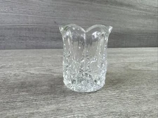Vintage Unbranded Clear Glass Ruffle Rim Toothpick Holder