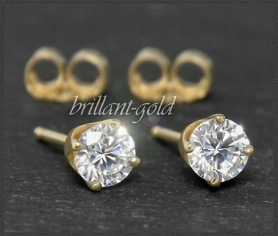 Brillant Damen 585 Gold Diamant Ohrstecker 0,42ct, River D, Si2; DGI Zertifikat - Bild 1 von 4