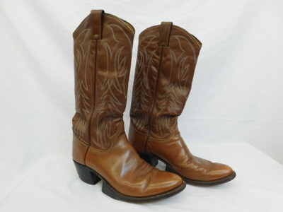 JUSTIN BROWN COWBOY BOOTS ARCH SUPPORT LEATHER
