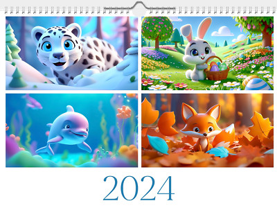 2024 Kinderkalender. Wandkalender. DIN A3. Kinderzimmer-Deko. Kinder Geschenk.