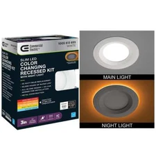 Commercial Electric 3 in. Canless Integrated LED Recessed Light Trim with Night
