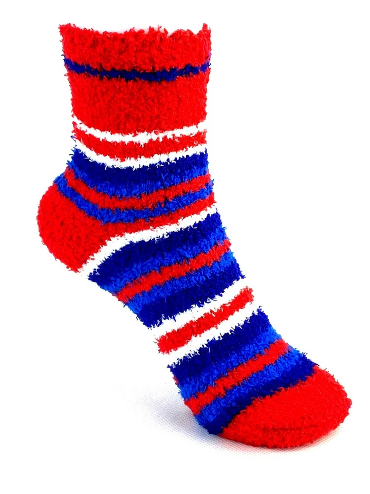 Calcetines difusos Stoke City Football Club rojos blancos y azules a rayas Foto 2 de 2