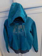 Under Armour Threadborne teal green fleece pullover hoodie women's sz M