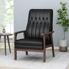 Mid-Century Modern Faux Leather Accent Chair Luxurious Boss Sofa