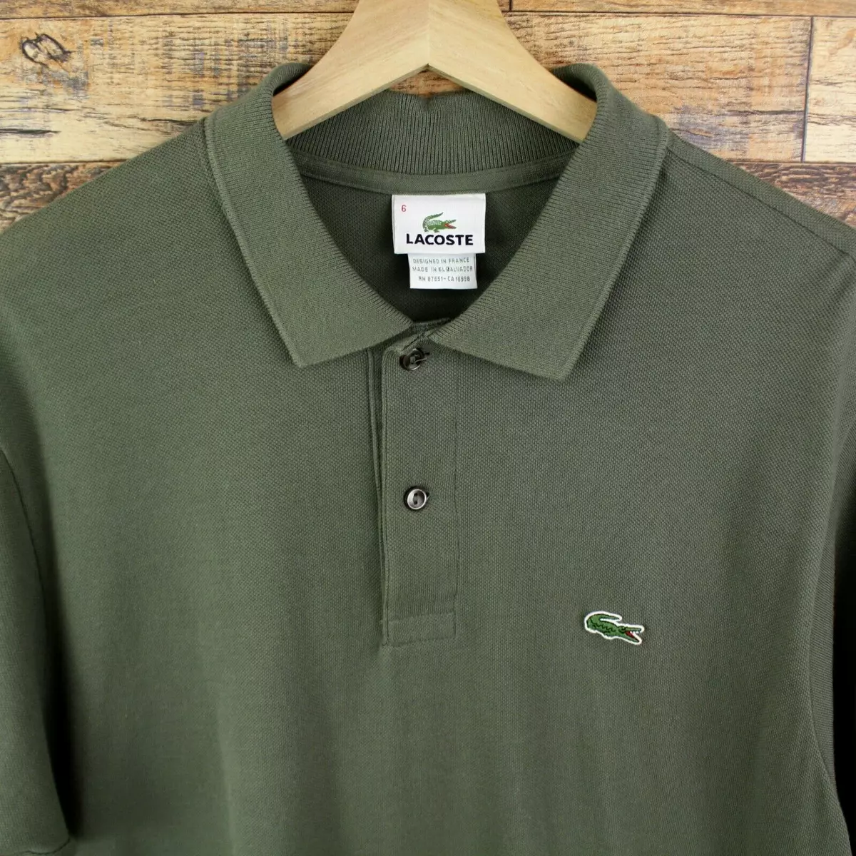 Lacoste Mens Polo Shirt Size FR 6 US L Cotton Short Sleeve green