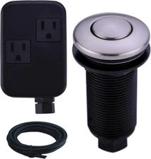 Sinktop Air Switch Kit with Brushed Nickel Long Button(Brass Cover) for Garbage