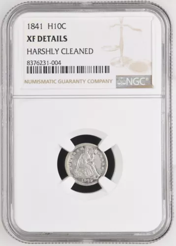 1841 Seated Liberty Half Dime H10C, NGC XF Details Extremely Fine
