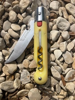 Couteau pliant Durol Thiers manche nylon jaune tire bouchon atypique
