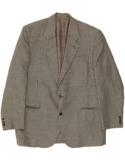 ENRICO COVERI Mens 2 Button Blazer Jacket UK 42 XL Grey Houndstooth ND06