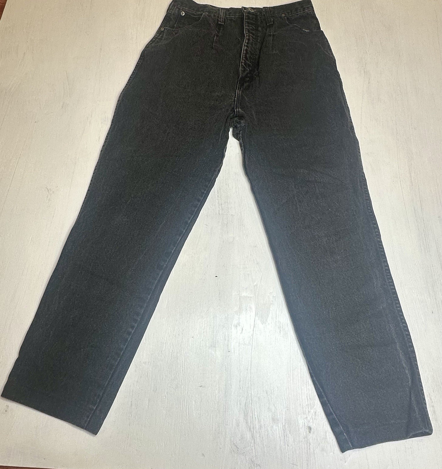 Vintage Wrangler Black Jeans Made in USA 15/16 x 32 Straight Leg 100% Cotton