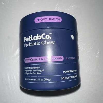 PetLab Co. Probiotic Chews for Small Dogs Gut Health Pork Flavor 30 Soft Chews