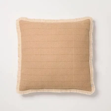 24"x24" Textured Woven Square Toss Pillow Natural - Hearth & Hand with