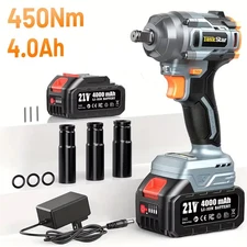 Taskstar Brushless Electric Impact Wrench with Makita 18V 4000Mah Battery 450Nm 