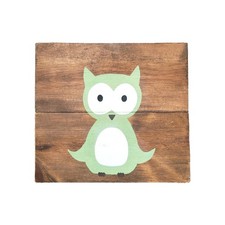 Wooden Nursery Kids Room Decor Solid Wood Wall Hanging Owl Bird Folk Art Rustic