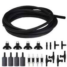 Aquarium Air Pump Accessories Set -25 Feet Airline Tubing Black Standard Air ...