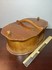 VTG Sewing Basket Storage Box Custom Spool Storage Hinge Lids Handle Ball Knobs