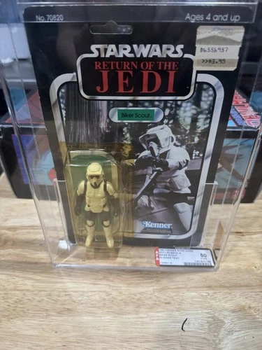 Biker Scout 65 Back-A AFA Y50 Star Wars ROTJ 1983 Kenner Inner Tray Pop 2