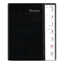 BROWNLINE 2026 Weekly Planner, Tri-Fold Cover, Twin-Wire Bound, Black