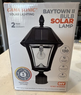 GAMA SONIC Baytown II Black Outdoor Solar LED Landscape Post Light (105B033) New