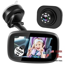 1080P Baby Car Mirror, 4.3" Baby Car Camera Monitor with 170 Wide View, HD