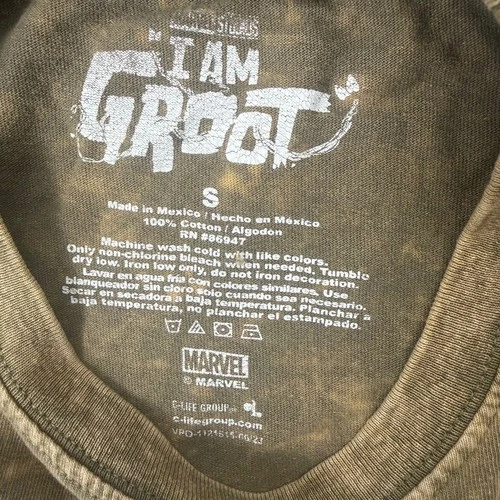 MARVEL T-Shirt S Washed Green Groot Guardians of the Galaxy Graphic Unisex image 3