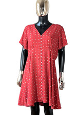 J Crew UK   Women's Dress Red Polka Dot Fit & Flare Size (M-L) Button Front