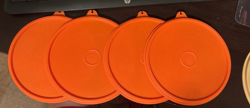 Set Of 4 Orange Tupperware Replacement Lids #227