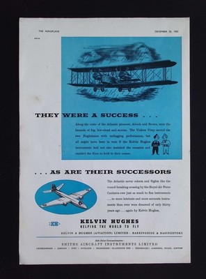 Original 1953 Reklame Kelvin Hughes Aviation Instruments Vickers Vimy Canberra