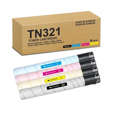 TN321 Toner Cartridges Replacement for Konica Minolta TN-321 Bizhub TN321K C2...