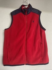 Polo Ralph Lauren Boys Red And Navy Blue Fleece Vest, Size L 14/16