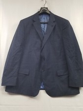 Hart Schaffner Marx Blazer 52 R 100% Wool Dillards 2 Button Plaid Blue USA Made