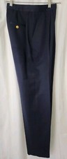 Lauren Ralph Lauren Pants Navy Blue Vtg Wool Pleat Straight Leg Gold Button 8
