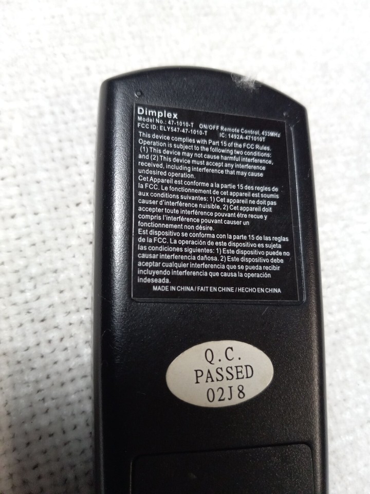 Dimplex 471010T Electralog On / off Remote Control for Electric