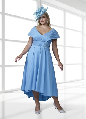 Dressed Up Veromia Kleid für Brautmutter DU517 türkis getauchter Saum Größe 18