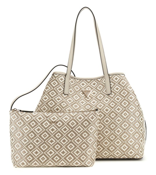 Guess Vikky Ii Large Tote Shopper Utensilientasche Schultertasche Taupe Neu-image