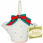 Fenton art glass Christmas holiday trellis basket bow milk white signed vtg NWT