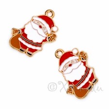 Santa Charms 23mm Christmas Gingerbread Enamel Pendants C941121 - 5, 10, 20PCs