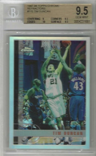 1997-98 Tim Duncan Topps Chrome Refractor RC... BGS 9.5 Gem Mint w/10 sub