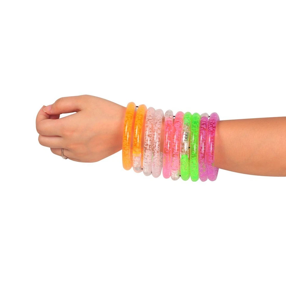 Pulsera Pulsera Acrílica Iluminada LED Brillo Intermitente Desgaste Rave Wear 12 piezas Foto 3 de 4