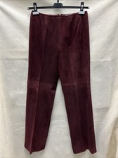 Oscar de la Renta Pants Bordeaux Suede Leather Trousers Womens Size 8 NWT