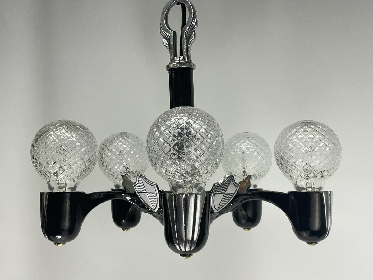 Antique Vtg Art Deco Chandelier 20s 30 40 Hanging Ceiling